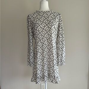 LOFT Women’s Dress with Black and Light Pink Geometric Pattern